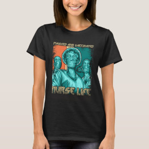 Masked and Vaccinated Nurse Life Vintage Nurse Cre T-Shirt