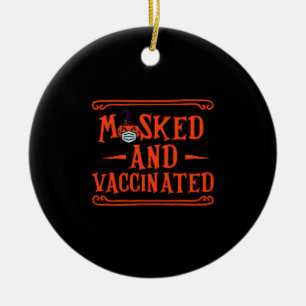 Masked And Vaccinated Scary Halloween Costume Ceramic Tree Decoration