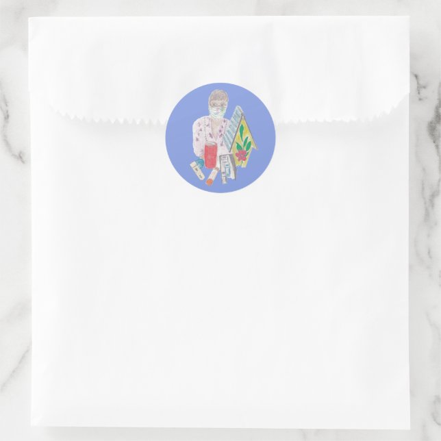 Masked Artist Classic Round Sticker (Bag)