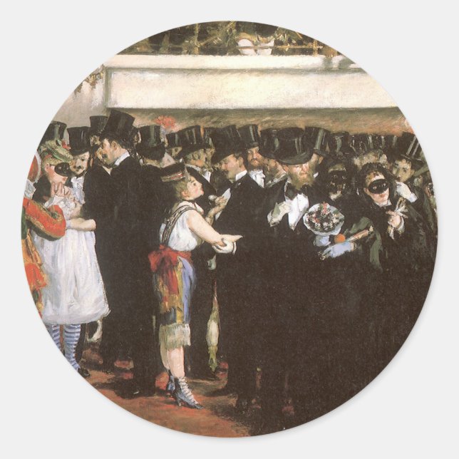 Masked Ball at the Opera by Edouard Manet Classic Round Sticker (Front)
