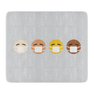 Masked Emoji Faces Mask Up COVID Cutting Board