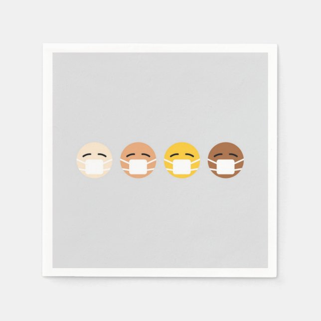 Masked Emoji Faces Mask Up COVID Napkin (Front)