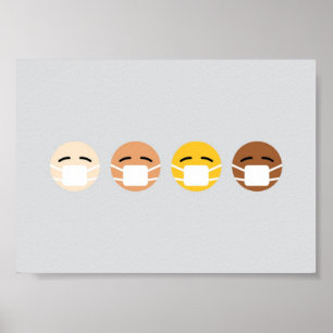 Masked Emoji Faces Mask Up COVID Poster