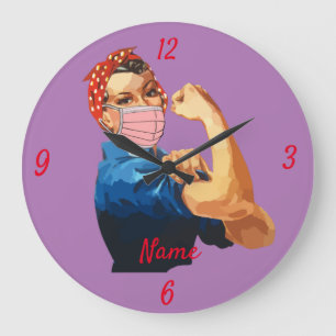 Masked Female Empowerment Thunder_Cove Large Clock