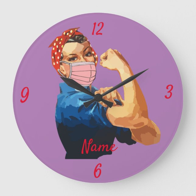 Masked Female Empowerment Thunder_Cove Large Clock (Front)