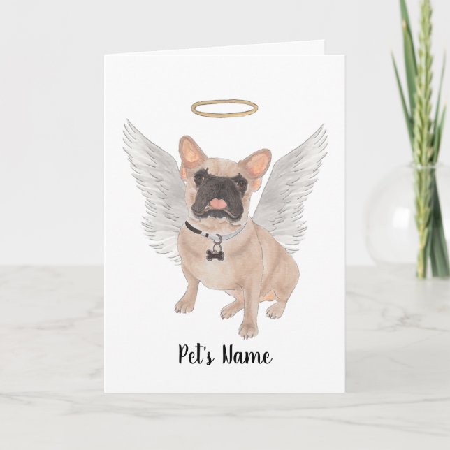 Masked French Bulldog Sympathy Memorial Card (Front)