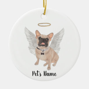 Masked French Bulldog Sympathy Memorial Ceramic Tree Decoration