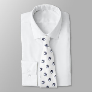 Masked Grey Corona Virus Pattern on White Tie