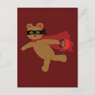 Masked Halloween Bear Postcard