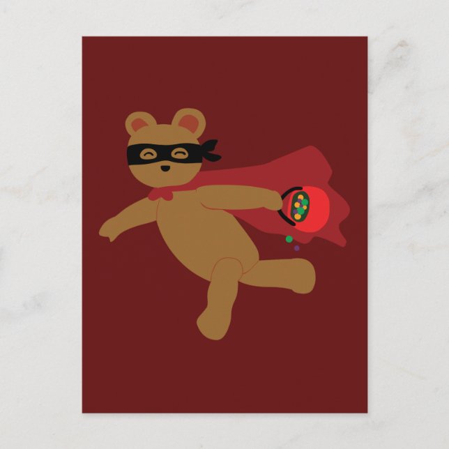 Masked Halloween Bear Postcard (Front)
