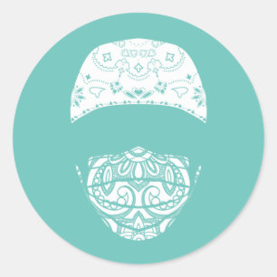 masked in paisley classic round sticker