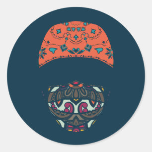 masked in paisley classic round sticker