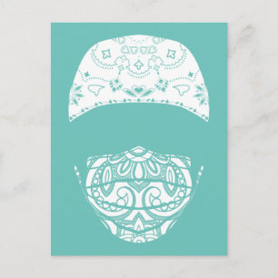 masked in paisley postcard