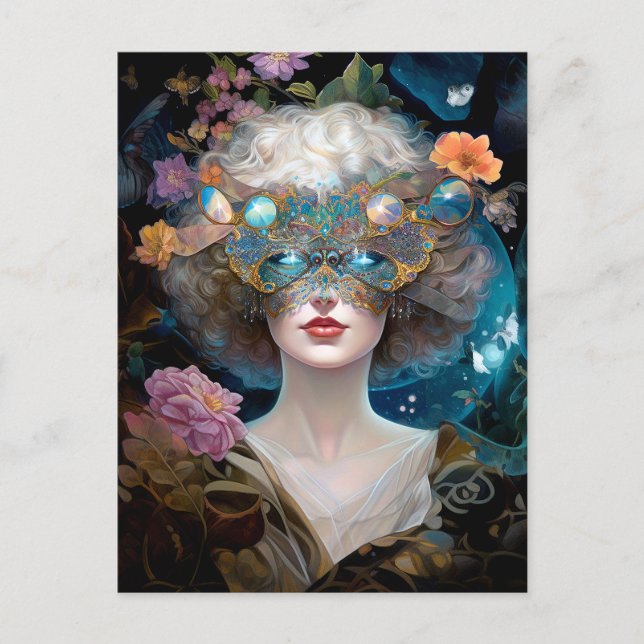 Masked Lady Fantasy Art Postcard (Front)