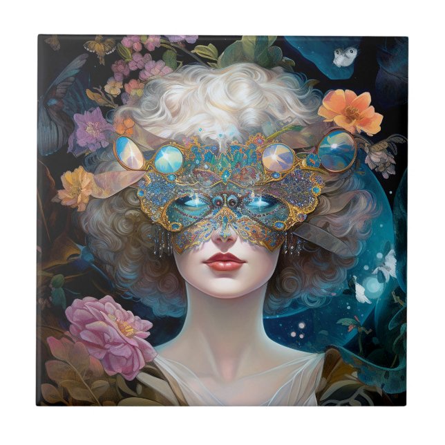 Masked Lady Fantasy Art Tile (Front)