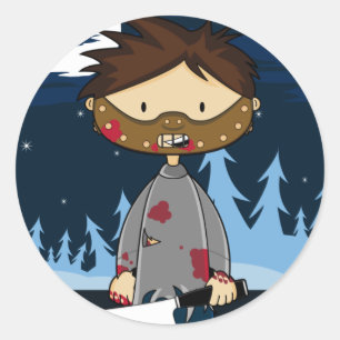 Masked Maniac Serial Killer with Cleaver Classic Round Sticker