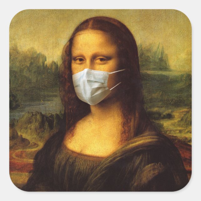 "Masked Mona Lisa" Square Sticker (Front)