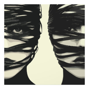Masked Mystery: Dual Wrapped Faces Art Photo Print