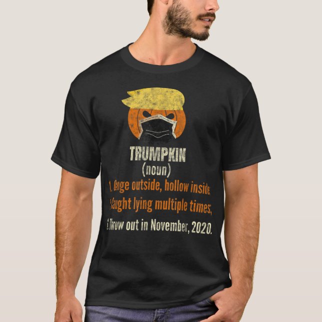 Masked Pumpkin Trumpkin Funny Halloween Anti T-Shirt (Front)