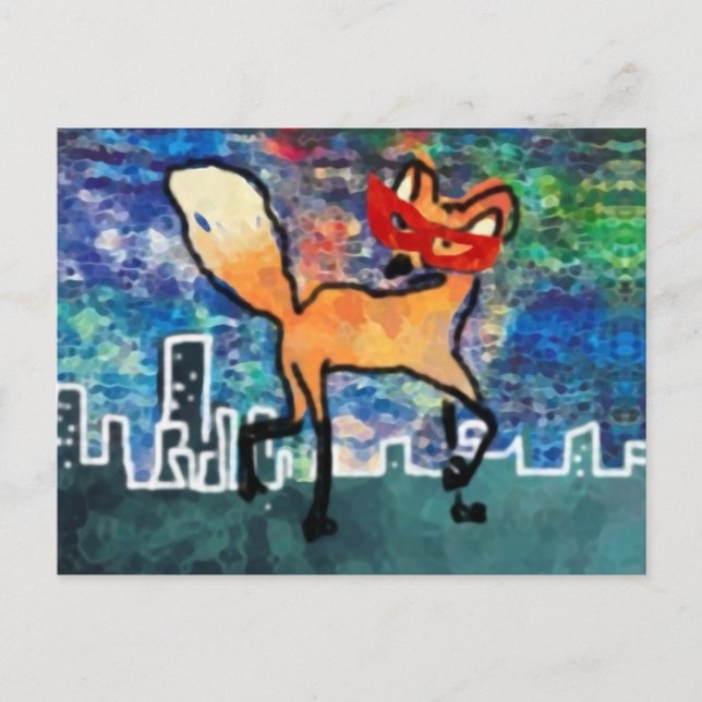 Masked Red Fox Postcard (Front)