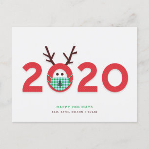 Masked Reindeer 2020 Custom Holiday Postcard