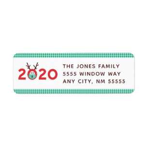Masked Reindeer 2020 Custom Holiday Return Address