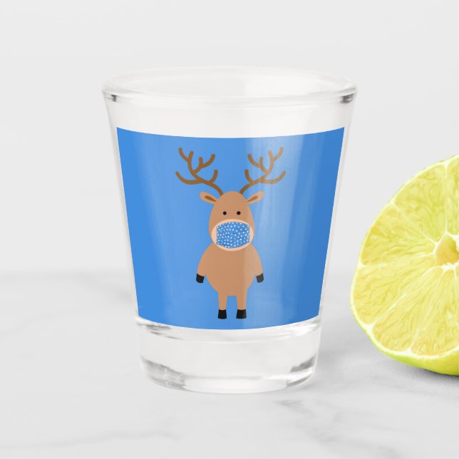 Masked Reindeer Shot Glass (Front)