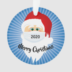 Masked Santa 2020 Blue Starburst Acrylic Ornament