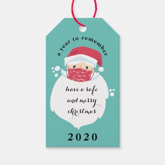 Masked Santa 2020 Christmas Gift Tags (Front)