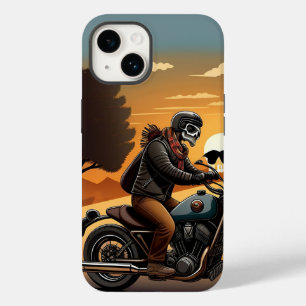 💀 Masked Skull Rider Cruising Through Urban Case-Mate iPhone 14 Case