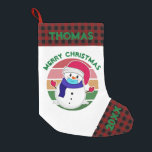 Masked Snowman Christmas Retro Sunset Small Christmas Stocking<br><div class="desc">Masked Snowman Christmas Retro Sunset Personalised Christmas Stocking.</div>