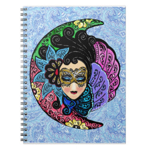 Masked Woman and Crescent Moon Notebook