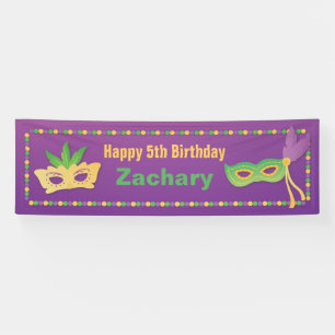 Masks and Beads Mardi Gras Birthday Party Banner
