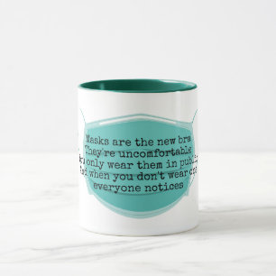 Masks are the new bra joke green mug