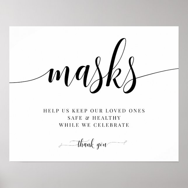 Masks Covid Safety Wedding Sign (Front)