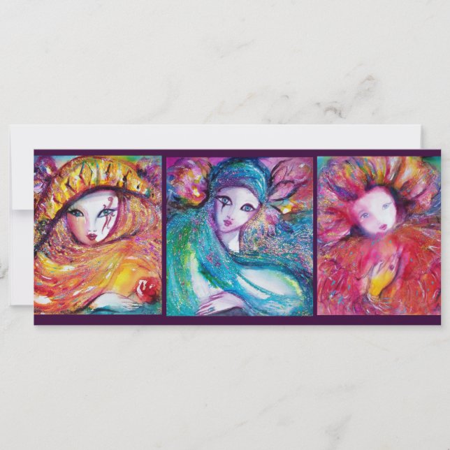 MASKS IN RED BLUE YELLOW Venetian Masquerade Party Invitation (Front)