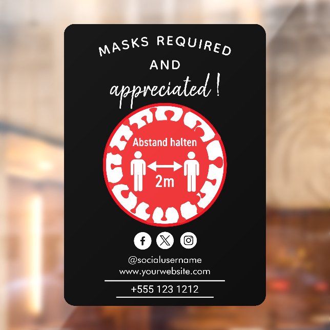 Masks Required and Appreciated Modern Face mask Window Cling (Sheet 2)