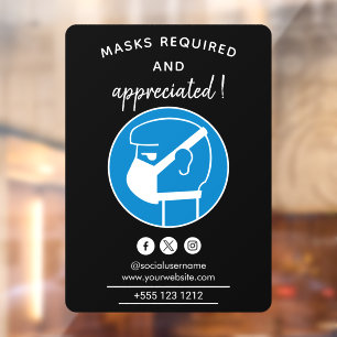 Masks Required and Appreciated Modern Face mask Window Cling