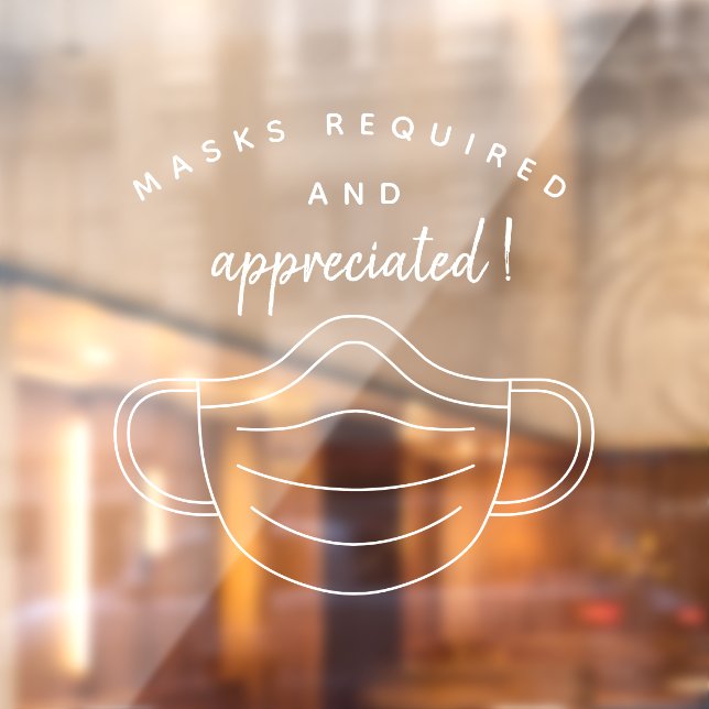 Masks Required and Appreciated Modern Face mask Window Cling (Sheet 2)