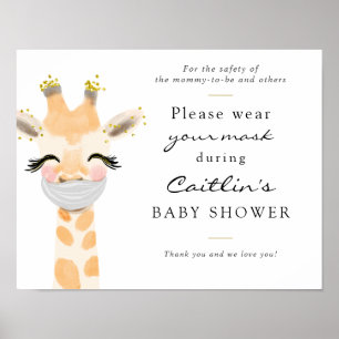 Masks Required Baby Giraffe Shower Sign