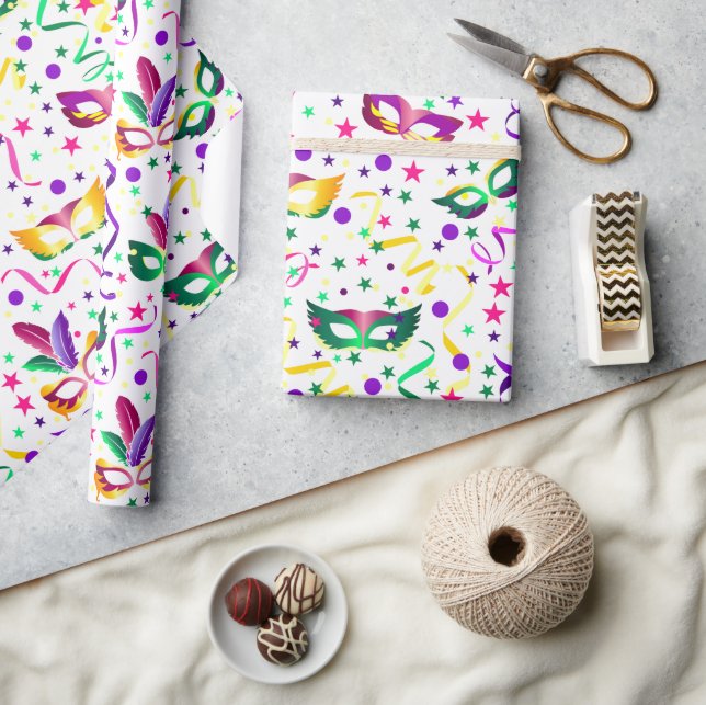 Masks Wrapping Paper, Masquerade Gift Wrap (Crafts)