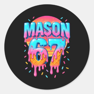 Mason 67 Costume Ice Cream Baseball Drip 6 7 Meme  Classic Round Sticker