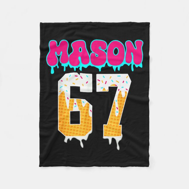 Mason 67 Funny Ice Cream Drip Baseball Ice Cream D Fleece Blanket (Front)