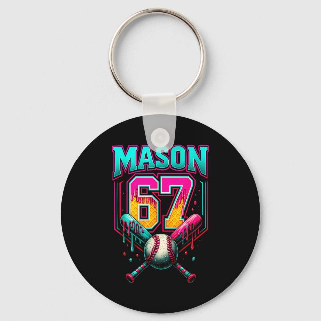 Mason 67 Funny Ice Cream Drip Baseball Ice Cream D Key Ring (Front)