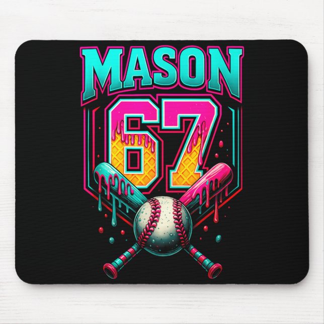 Mason 67 Funny Ice Cream Drip Baseball Ice Cream D Mouse Mat (Front)