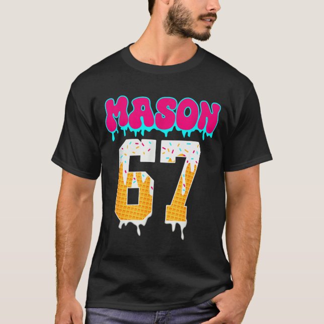 Mason 67 Funny Ice Cream Drip Baseball Ice Cream D T-Shirt (Front)