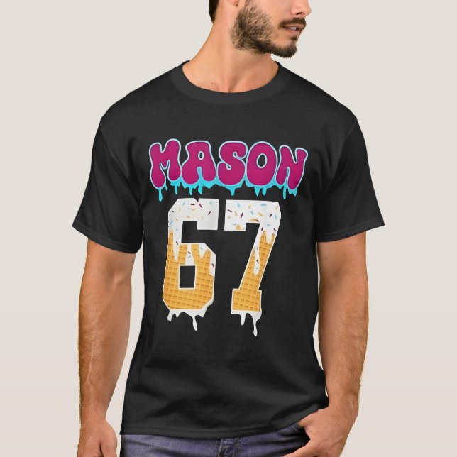 Mason 67 Funny Ice Cream Drip Baseball Ice Cream D T-Shirt (Front)