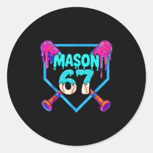 Mason 67 Funny Ice Cream Drip Sell Meme Design Classic Round Sticker