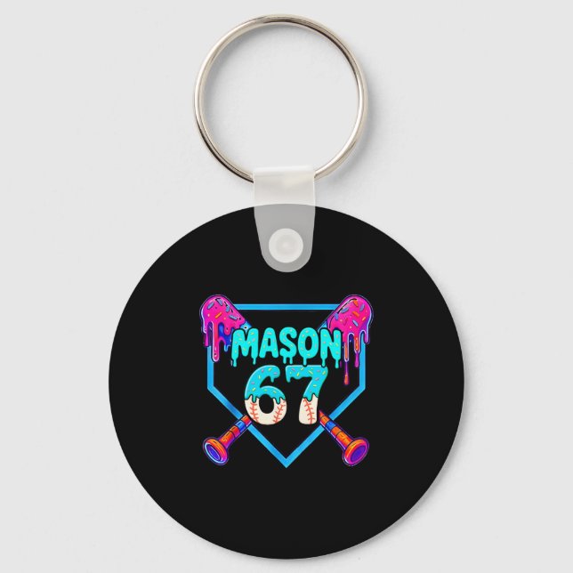 Mason 67 Funny Ice Cream Drip Sell Meme Design  Key Ring (Front)