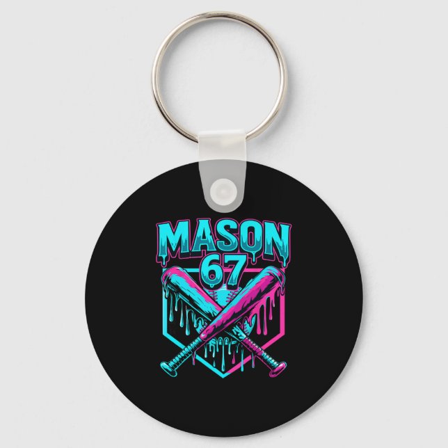 Mason 67 Funny Ice Cream Drip Sell Meme Graphics  Key Ring (Front)